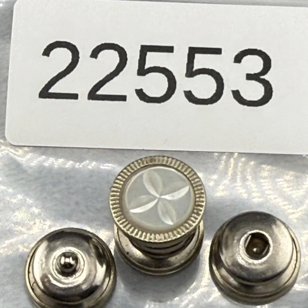 Vintage Cufflinks Silver Tone Snap Mother of Pearl - Picture 6 of 7